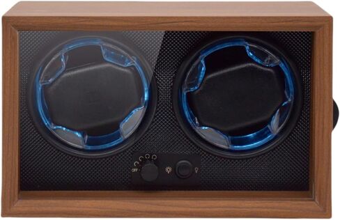 Automatic Double Watch Winder, 2 Slots Watch Winders for Automatic Watches, Flexible Watch Pillow Fit Men's and Women's Watch, 4 Modes and USB Cable Power Supply, Black Walnut Wood Grain in Kuwait