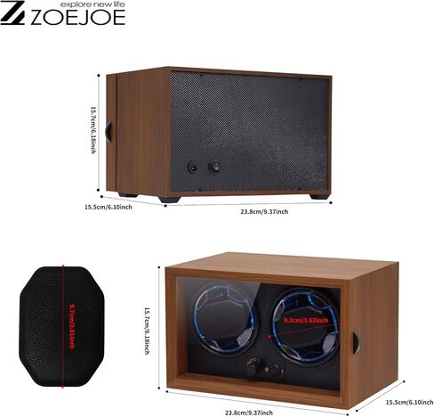 Automatic Double Watch Winder, 2 Slots Watch Winders for Automatic Watches, Flexible Watch Pillow Fit Men's and Women's Watch, 4 Modes and USB Cable Power Supply, Black Walnut Wood Grain in Kuwait