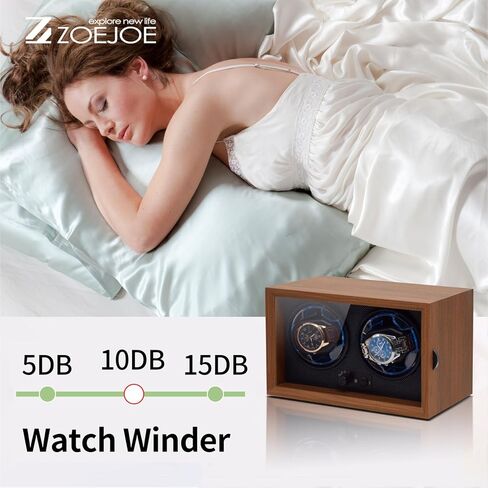 Automatic Double Watch Winder, 2 Slots Watch Winders for Automatic Watches, Flexible Watch Pillow Fit Men's and Women's Watch, 4 Modes and USB Cable Power Supply, Black Walnut Wood Grain in Kuwait