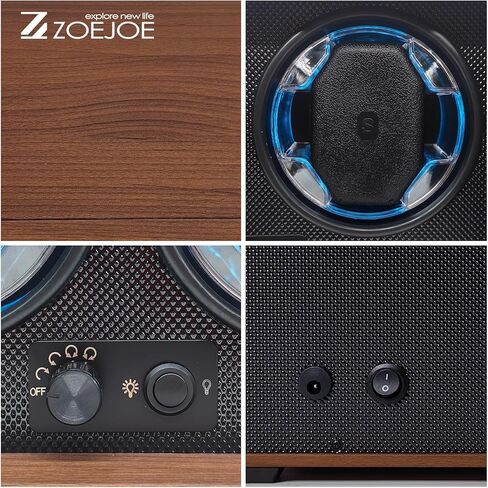 Automatic Double Watch Winder, 2 Slots Watch Winders for Automatic Watches, Flexible Watch Pillow Fit Men's and Women's Watch, 4 Modes and USB Cable Power Supply, Black Walnut Wood Grain in Kuwait