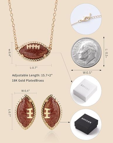 Football Stud Ball Earrings for Women Men - 18K Gold Plated Brass Sport Jewelry for Anniversary Fans Holiday in Kuwait