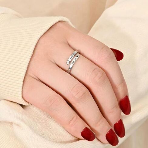I Fcking Love You Ring For Women, Adjustable Stainless Steel Engraved Heart Spiral Wrap Twist Vintage Promise Rings To My Girlfriend/Wife Birthday Gifts Jewelry in Saudi Arabia