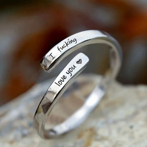 I Fcking Love You Ring For Women, Adjustable Stainless Steel Engraved Heart Spiral Wrap Twist Vintage Promise Rings To My Girlfriend/Wife Birthday Gifts Jewelry in Saudi Arabia