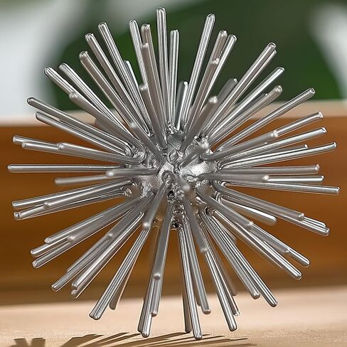 Gold Sphere Decor, Metal Gold Starburst Tabletop Sculpture Decor, Modern Metal Starburst Centerpiece, Spike Ball Decoration for Home Decor in Kuwait