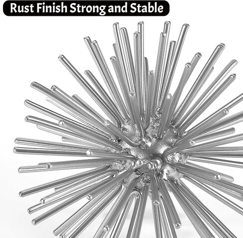 Gold Sphere Decor, Metal Gold Starburst Tabletop Sculpture Decor, Modern Metal Starburst Centerpiece, Spike Ball Decoration for Home Decor in Kuwait