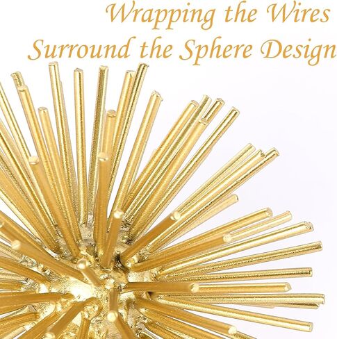 Gold Sphere Decor, Metal Gold Starburst Tabletop Sculpture Decor, Modern Metal Starburst Centerpiece, Spike Ball Decoration for Home Decor in Kuwait