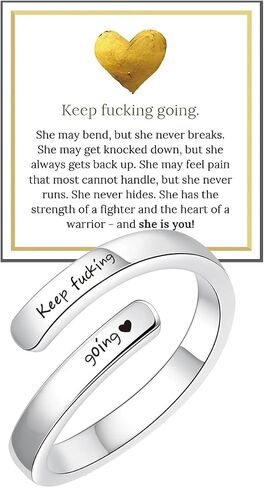 I Fcking Love You Ring For Women, Adjustable Stainless Steel Engraved Heart Spiral Wrap Twist Vintage Promise Rings To My Girlfriend/Wife Birthday Gifts Jewelry in Saudi Arabia