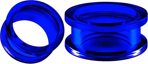 Pair of Blue Acrylic flesh Tunnels External Piercing Jewelry Stretcher Screw-fit Ear Plugs Earring Lobe in Saudi Arabia