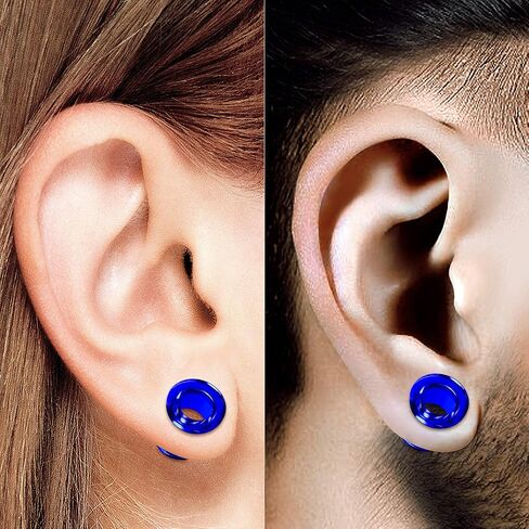 Pair of Blue Acrylic flesh Tunnels External Piercing Jewelry Stretcher Screw-fit Ear Plugs Earring Lobe in Saudi Arabia