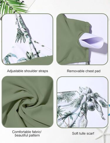 Girls'Swimwear One Piece Kids Swimsuits for Girls Tropical Twist Cross Bathing Suits with Cover Up Skirt in Saudi Arabia
