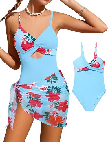 Girls'swimwear قطعة واحدة الأطفال للسباحة للفتيات تويست تويست تويست تبادل البسعة مع تنورة تستر in Kuwait