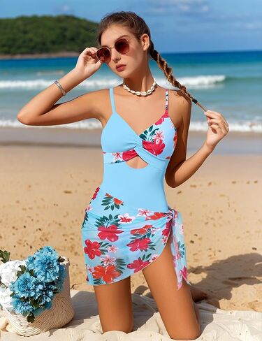 Girls'swimwear قطعة واحدة الأطفال للسباحة للفتيات تويست تويست تويست تبادل البسعة مع تنورة تستر in Kuwait