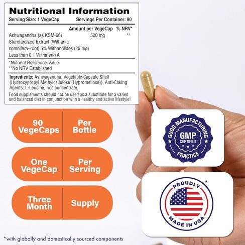 Health Thru Nutrition Ashwagandha 500mg KSM­66® 90 Capsules | Stress, Mood, Focus, & Energy | Clinically Proven and Organic Root-Only Whitania Somnifera Extract | Non-GMO, Gluten & Soy Free in Saudi Arabia