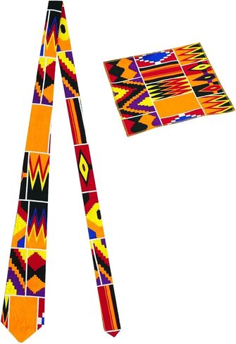 African Print Necktie for Men Pocket Square 2PC Set Kente Neck Ties in Saudi Arabia