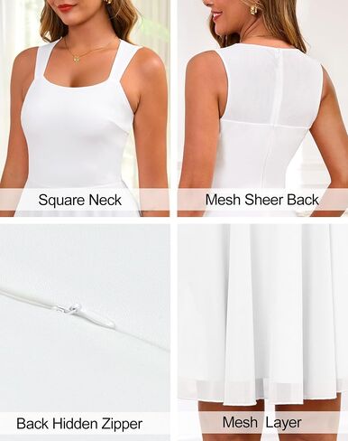Zattcas Womens 2025 Square Neck Sleeveless Fit and Flare Mesh Mini Dress Sexy Cocktail Party Club Night Out Short Dress in Saudi Arabia