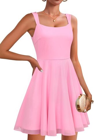 Zattcas Womens 2025 Square Neck Sleeveless Fit and Flare Mesh Mini Dress Sexy Cocktail Party Club Night Out Short Dress in Saudi Arabia