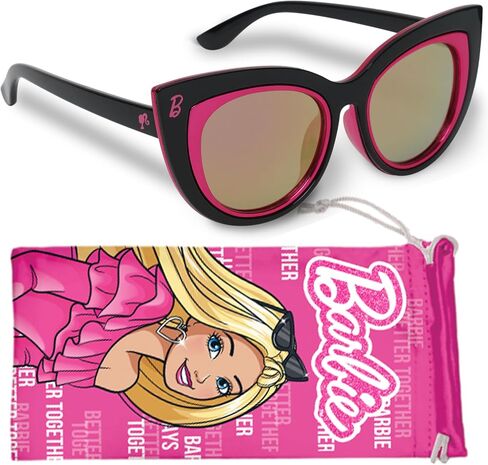 Barbie Pink Tinted Glitter Kids Girls Sunglasses - Stylish, Comfortable & Durable UV-Protection Barbie Pink Sunglasses with Soft Carrying Case - Officially Licensed Product in Saudi Arabia