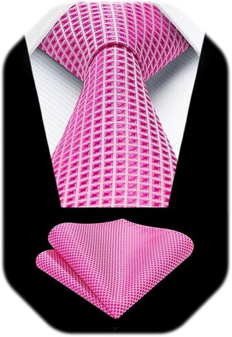 HISDERN Ties for Men Formal Business Plaid Checked Mens Ties and Pocket Square Set Classic Wedding Necktie Handkerchief in Saudi Arabia