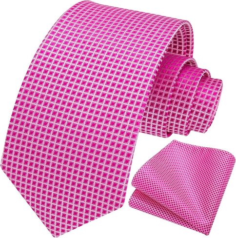 HISDERN Ties for Men Formal Business Plaid Checked Mens Ties and Pocket Square Set Classic Wedding Necktie Handkerchief in Saudi Arabia