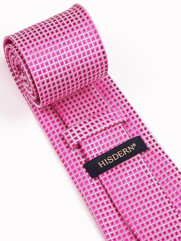 HISDERN Ties for Men Formal Business Plaid Checked Mens Ties and Pocket Square Set Classic Wedding Necktie Handkerchief in Saudi Arabia