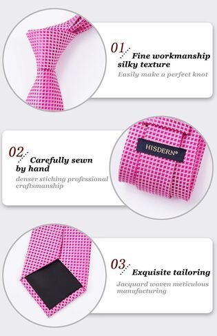 HISDERN Ties for Men Formal Business Plaid Checked Mens Ties and Pocket Square Set Classic Wedding Necktie Handkerchief in Saudi Arabia