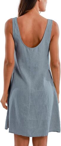 Amazhiyu Women's 100% Linen Summer Casual Sleeveless Midi Shift Tank Dresses in Saudi Arabia
