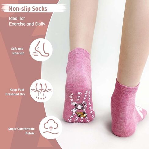 Artfasion Non Slip Socks for Women Grip Socks Novelty Cat Non Skid Socks Ladies Funny Anti Slip Socks 5 Pairs in Kuwait