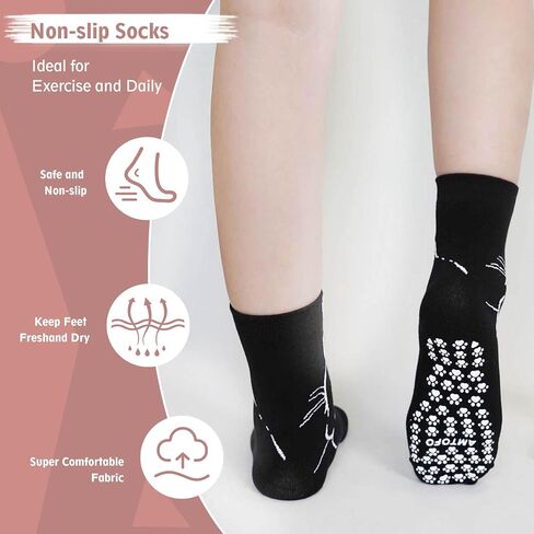 Artfasion Non Slip Socks for Women Grip Socks Novelty Cat Non Skid Socks Ladies Funny Anti Slip Socks 5 Pairs in Kuwait