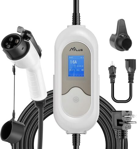 Mplus Electric Vehicle Charger Station 16 Amp Level 1 & 2 Portable EV Charging Includes NEMA 5-15P & 6-20 Plug Compatible with J1772 Electric Cars Household Travel Travel Portable Emergency Charger in Saudi Arabia