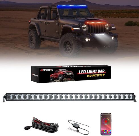 4WKKing RGB LED LIGH BAR لاستلام ، 52 بوصة سوبر مشرق متعدد الألوان بقعة الفيضان كومبو LED ضباب الدافع مع التحكم في التطبيق IP68 & IP69K مقاوم للماء لـ Wrangler Jeep ATV UTV Cars Off Road Boath Lights in Kuwait