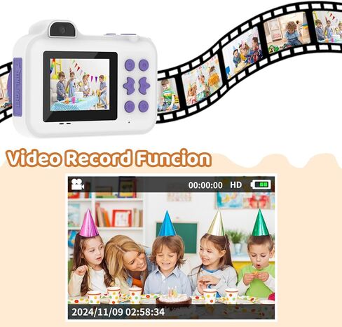 Kids Camera Instant Print, Christmas Birthday Gifts Toys for Girls Boys Age 4 5 6 7 8 9 10 11 12 Years Old,1080P HD Dual-Lens Selfie Digital Camera with 5 Rolls Print Paper Stickers Pens & 32G Card in Kuwait