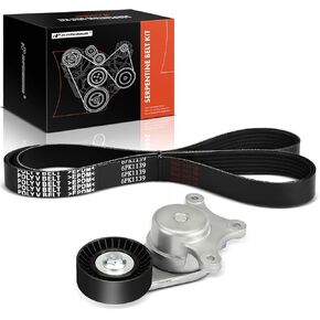 A-Premium Engine Serpentine Belt Drive Kit with Tensioner Compatible with Ford & Lincoln Cars - Explorer 2012-2018, Edge, Taurus, Flex, Police Interceptor Utility, MKZ, MKX, MKS, MKT - 3.5L 3.7L