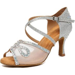 Womens Comfortable Ballroom Dance Shoes Rhinestones Pattern Wedding Sandals