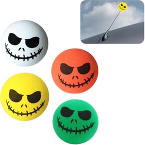 4 PCS Car Antenna Toppers Funny Car Antenna Ball Ghost Face Antenna Toppers for Exterior Car Accessories(Random Color)