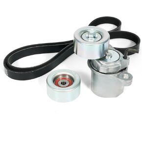 Serpentine Drive Belt Component Kit w/Tensioner & Idler Compatible with Lexus ES350 RX350 RX350L Toyota Sienna Camry Avalon Highlander 2016-2023, Replace K060615 39424 36173