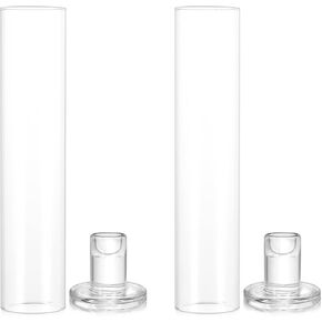 Hurricane Taper Candle Holder Glass Clear Tall Candle Stick Candles Holders for Pillar Candles Table Centerpiece Wedding Birthday Party Dining Event Home Decor (2pcs)