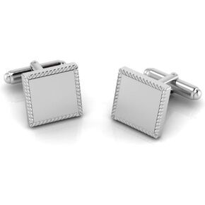 Sterling Silver Rope Square Cufflinks for Men - Luxury Men's Cuff Links With Elegant Gift Box - Made With .925 Sterling Silver - Suitable for All Occasions