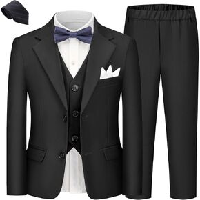 Boys Suits 6 Piece Formal Suit Set Slim Fit Formal Dress Clothes Ring Bearer Outfit for Kids