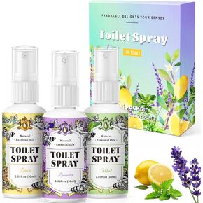 SCENTORINI Air Freshener Spray for Bathroom, Toilet Spray for Poo Odor Eliminator, 1 Lemon & 1 Lavender & 1 Mint, 1 oz Bottles, Travel Size 3 Pack