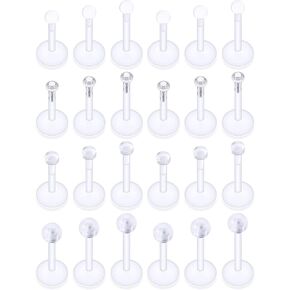 16G أقراط صافية للرياضة البلاستيكية Monroe Lip Rings ترصيع إلى الأمام Helix Conch Tragus Cartilage Earrings Studs Medusa Labret Percing Jewelry Retainer للجراحة نساء 6 مم 10 مم 10 ملم