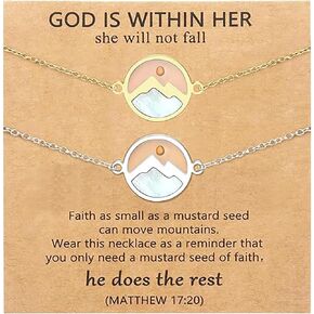 2 Pcs Mustard Seed Link Bracelet Move Mountains Christmas Birthday Gifts for Women Her
