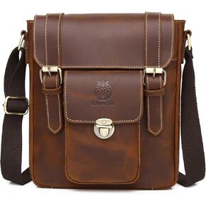 Leather Messenger Bag for Men Vintage Man Purse Mens Handbag Leather Crossbody Shoulder Bag for Work Travel