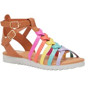 Fabkids Girls Gladiator Sandals مضفر Strappy Flats Sandal Summer Summer Open Toe Holiday Party Shoes for Toddler Little Kid Big Kid