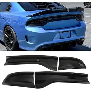 Tail Light Covers Compatible with Dodge Charger 2015-2024 Smoked Black Tail Light Lamp Guard ABS