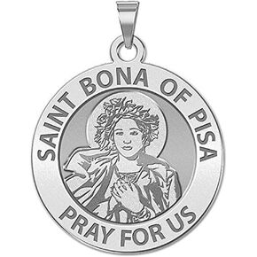 Picturesongold.com Saint Bona of Pisa Medal - 2/3 بوصة حجم الدايم ، الفضة الاسترليني