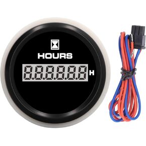 Acouto Boat Hour Meter Gauge, 52mm Marine Digital Hour Gauge 0‑99999.9H Black Dial 7 Color Backlight IP67 DC 9‑32V Boat Hour Meter Gauge