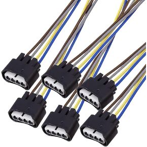 Fogfar 6 PCS Ignition Coil Connector, Ignition Coil Wire Harness Connector Plug, Compatible with Toyota Camry Corolla Reiz Camry RAV4 (Black)