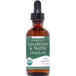 Herb Lore Organic Dandelion & Nettle Tincture - Liquid Indelion Leaf & Stinging Rectle Leaf Extract Drops (4 fl Oz)