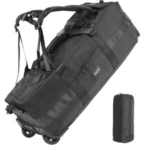 80L Rolling Duffle Bag with Wheels - 31" Heavy-Duty Foldable Travel Duffel Bag, Water-Resistant Wheeled Luggage with Shoulder Straps & Pockets for Camping, Gym, Airplane (Black)