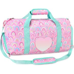 حقيبة رقص Mibasies للفتيات Duffle Bag Kids بين عشية وضحاها سفر حقائب النوم مع مقصورة الأحذية كبيرة